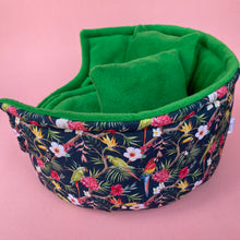 Load image into Gallery viewer, LARGE Tropical Jungle cuddle cup. Pet sofa. Guinea pig bed. Pet beds. Fleece bed. Fleece sofa. Pet sofa.