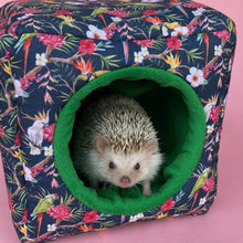 Load image into Gallery viewer, Tropical Jungle full cage set. Cube house, snuggle sack, tunnel cage set for hedgehog or small pet.