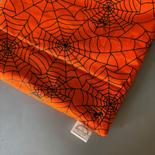 Load image into Gallery viewer, Halloween spiderweb snuggle sack. Sleeping bag for hedgehogs
