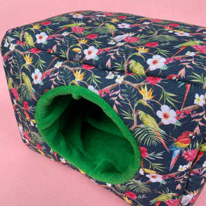 LARGE Tropical Jungle full cage set. LARGE house, snuggle sack, LARGE tunnel cage set for chunky hedgehogs and guinea pigs.