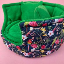 Load image into Gallery viewer, LARGE Tropical Jungle cuddle cup. Pet sofa. Guinea pig bed. Pet beds. Fleece bed. Fleece sofa. Pet sofa.