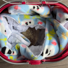 Load image into Gallery viewer, Bunny &amp; panda bubble fleece handling blankets for small pets.