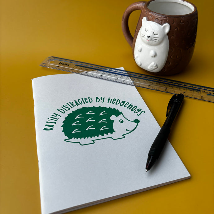 A5 Easily Distracted by Hedgehog note book.