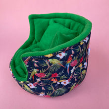 Load image into Gallery viewer, Tropical Jungle cuddle cup. Pet sofa. Hedgehog and small guinea pig bed. Small pet beds. Fleece sofa bed.