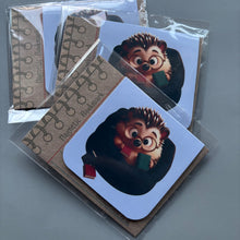 Load image into Gallery viewer, Reading hedgehog magnetic hedgehog bookmark. Hedgehog bookmark.