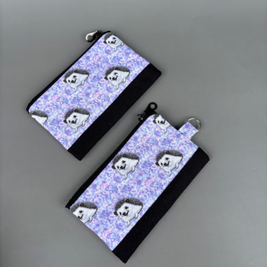Happy Quills zipper pouch.  Card and coin purse. Keyring zip pouch