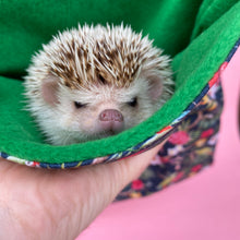 Load image into Gallery viewer, LARGE Tropical Jungle full cage set. LARGE house, snuggle sack, LARGE tunnel cage set for chunky hedgehogs and guinea pigs.