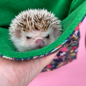 LARGE Tropical Jungle full cage set. LARGE house, snuggle sack, LARGE tunnel cage set for chunky hedgehogs and guinea pigs.