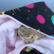 Load image into Gallery viewer, Outer space fleece bubble fleece handling blankets for small pets.