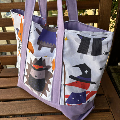 Halloween hedgehog shopping bag. Reusable tote bag. Pet lover bag.