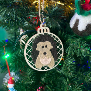 Hedgehog Christmas tree decorations. Single or set of four Christmas tree decorations.