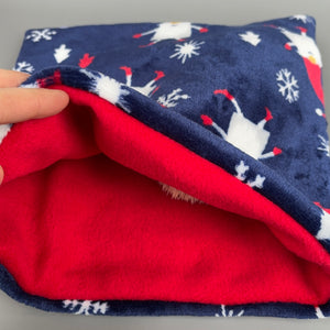 LARGE Christmas cuddle soft snuggle sack. Sleeping bag for hedgehogs, guinea pigs and other small animals. Small pet sleeping bag.