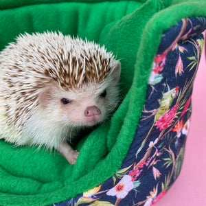 Tropical Jungle cuddle cup. Pet sofa. Hedgehog and small guinea pig bed. Small pet beds. Fleece sofa bed.
