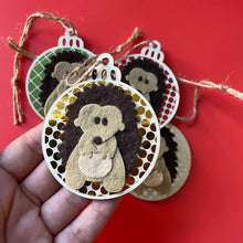 Load image into Gallery viewer, Hedgehog Christmas tree decorations. Single or set of four Christmas tree decorations.