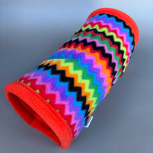 Load image into Gallery viewer, Zig Zag stay open tunnel. Padded fleece tunnel for hedgehogs rats and small pets. Small pet cosy tunnel.
