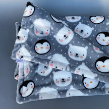 Load image into Gallery viewer, Winter animals cuddle fleece handling blankets for small pets. Fleece lap blankets.