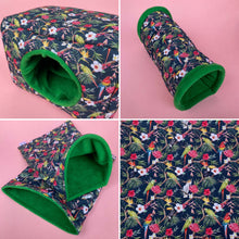 Load image into Gallery viewer, LARGE Tropical Jungle full cage set. Large cosy house, snuggle sack, tunnel set for hedgehog or guinea pigs.