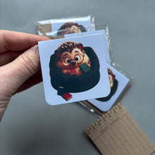 Load image into Gallery viewer, Reading hedgehog magnetic hedgehog bookmark. Hedgehog bookmark.