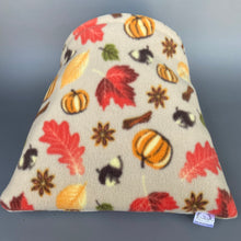 Load image into Gallery viewer, LARGE Autumn Spice fleece cosy snuggle cave. Padded stay open snuggle bed. Fleece pet bed. Guinea pig bed.