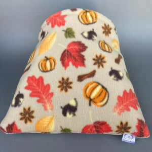LARGE Autumn Spice fleece cosy snuggle cave. Padded stay open snuggle bed. Fleece pet bed. Guinea pig bed.