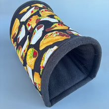 Load image into Gallery viewer, LARGE taco guinea pigs stay open tunnel. Padded fleece tunnel. Padded tunnel for guinea pigs.