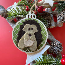 Load image into Gallery viewer, Hedgehog Christmas tree decorations. Single or set of four Christmas tree decorations.