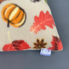 Load image into Gallery viewer, LARGE Autumn Spice fleece cosy snuggle cave. Padded stay open snuggle bed. Fleece pet bed. Guinea pig bed.