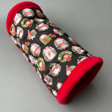 Christmas hedgehogs stay open tunnel. Padded fleece tunnel. Padded tunnel for hogs.