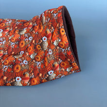 Load image into Gallery viewer, Autumn pumpkin snuggle sack, snuggle pouch, sleeping bag for hedgehog and small guinea pigs.