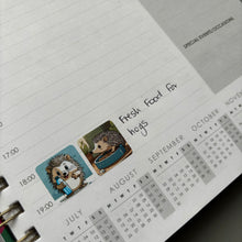 Load image into Gallery viewer, Hedgehog planner stickers. Hedgehog care planner stickers. Calendar tracker stickers.