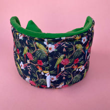 Load image into Gallery viewer, Tropical Jungle cuddle cup. Pet sofa. Hedgehog and small guinea pig bed. Small pet beds. Fleece sofa bed.