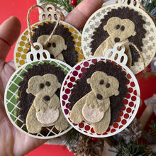 Load image into Gallery viewer, Hedgehog Christmas tree decorations. Single or set of four Christmas tree decorations.