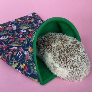 Tropical Jungle full cage set. Corner house, snuggle sack, tunnel cage set for hedgehog or small pet.