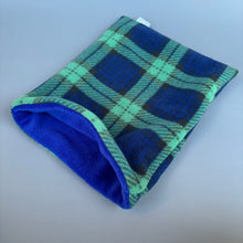 Load image into Gallery viewer, Tartan snuggle sack. Small animal sleeping bag. Fleece lined. Double fleece sleeping bag
