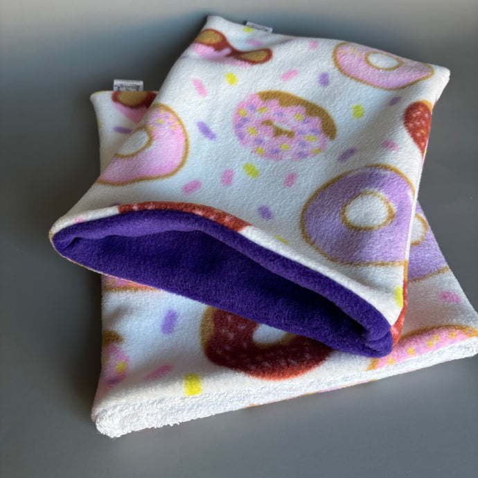 Donuts bath sack set. Fleece post bath drying pouch for small animals.