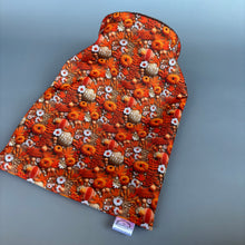 Load image into Gallery viewer, Autumn pumpkin snuggle sack, snuggle pouch, sleeping bag for hedgehog and small guinea pigs.