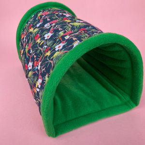 LARGE Tropical Jungle guinea pigs stay open tunnel. Padded fleece tunnel. Padded tunnel for guinea pigs.