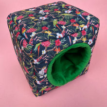 Load image into Gallery viewer, Tropical Jungle full cage set. Cube house, snuggle sack, tunnel cage set for hedgehog or small pet.