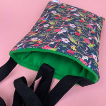 Load image into Gallery viewer, Tropical Jungle padded bonding bag, carry bag for hedgehog. Fleece lined pet tote. Pet travel bag.