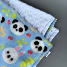 Load image into Gallery viewer, Bunny &amp; panda bubble fleece handling blankets for small pets.