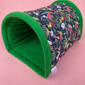 LARGE Tropical Jungle guinea pigs stay open tunnel. Padded fleece tunnel. Padded tunnel for guinea pigs.