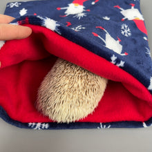 Load image into Gallery viewer, LARGE Christmas cuddle soft snuggle sack. Sleeping bag for hedgehogs, guinea pigs and other small animals. Small pet sleeping bag.