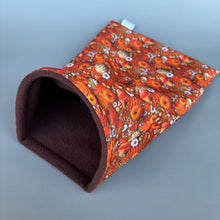 Load image into Gallery viewer, Autumn pumpkin snuggle sack, snuggle pouch, sleeping bag for hedgehog and small guinea pigs.