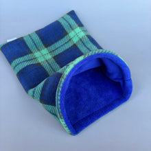 Load image into Gallery viewer, Tartan mini set. Tunnel, snuggle sack and toys. Hedgehog fleece tunnel and pouch.