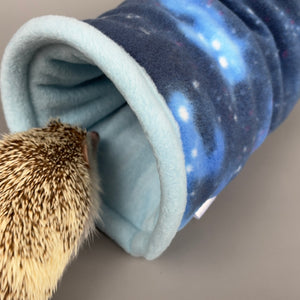 Galaxy stay open tunnel. Padded fleece tunnel. Padded tunnel for hedgehogs, rats and small pets. Small pet cosy tunnel.