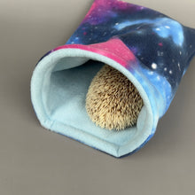 Load image into Gallery viewer, Galaxy snuggle sack. Small animal sleeping bag. Fleece lined. Double fleece sleeping bag