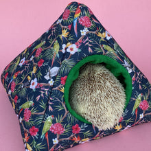 Load image into Gallery viewer, Tropical Jungle tent house. Hedgehog and small animal house. Padded fleece lined house.