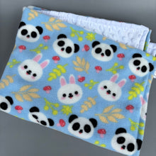 Load image into Gallery viewer, Bunny &amp; panda bubble fleece handling blankets for small pets.