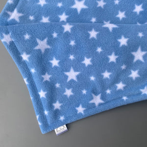 Custom size star fleece cage liners made to measure - light blue with stars