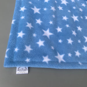 Custom size star fleece cage liners made to measure - light blue with stars